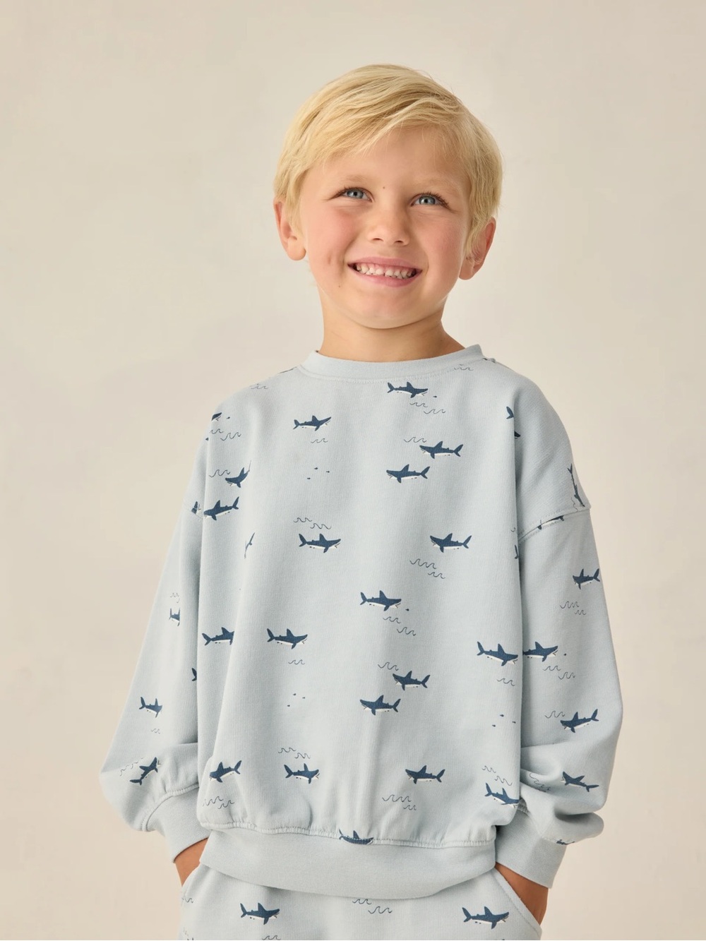 New Rylee + Cru Sweatshirt in Sharks Size 12-18 Months
